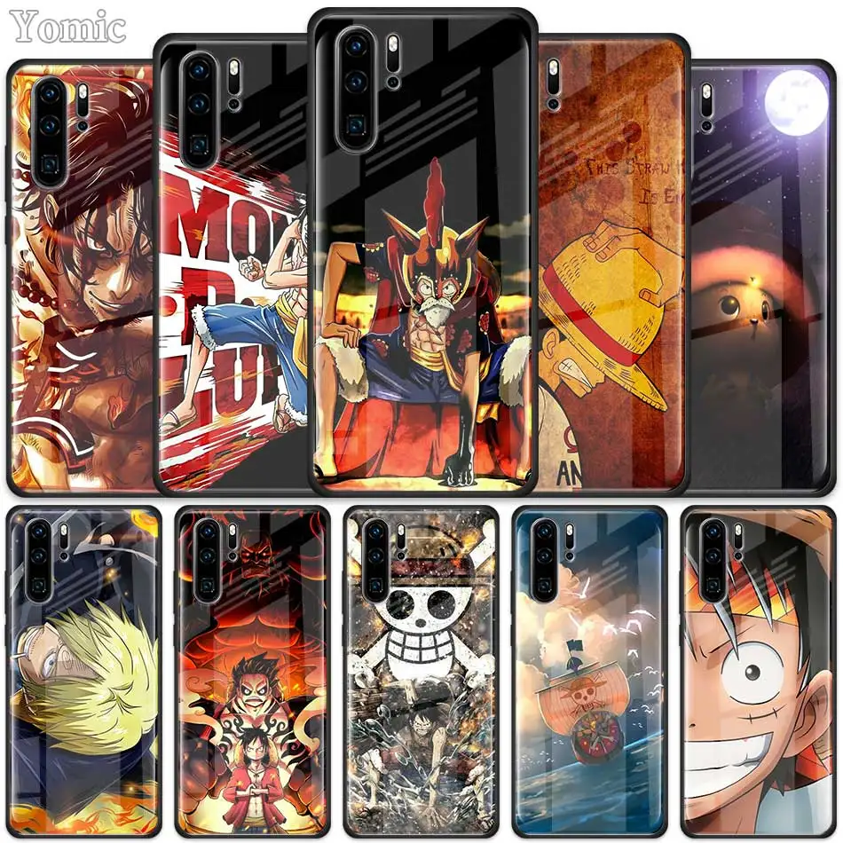 Funda de vidrio templado One Piece Luffy Anime para Huawei P30 P Smart Z P40 Lite Honor 8X 20 Y7 9X