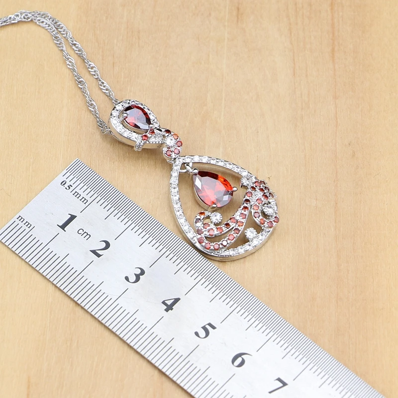 Peacock 925 Silver Jewelry Sets Red Zircon White Stone For Women Party Earrings/Pendant/Rings/Bracelet/Necklace Set | Украшения и