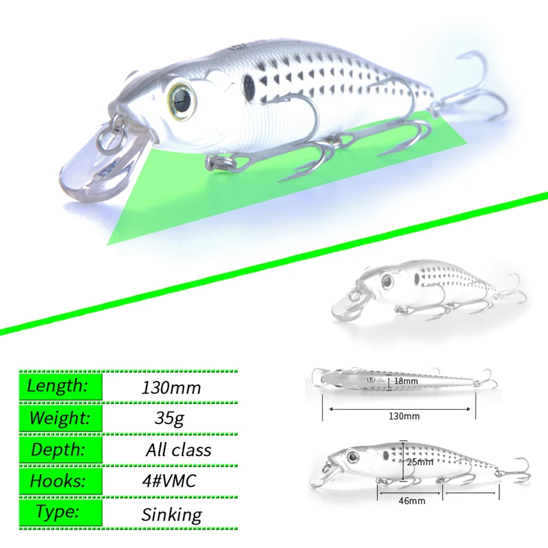 EVERCATCH Приманка minnow 130 мм 35 г приманка оседающая на дно Высококачественная 3D-глаза