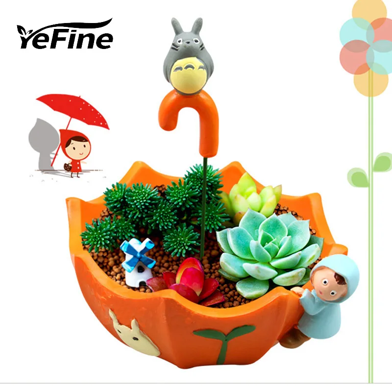 YeFine смоляные горшки для цветов декоративные Мультяшные животные зонтик кашпо для суккулентных растений цветочный горшок в саду горшки для бонсая для домашнего сада
