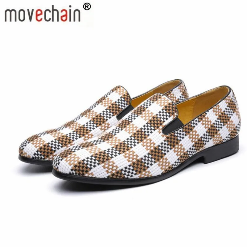 Movechain Мужская мода клетчатые Мокасины Для мужчин s Повседневное дышащая светильник Туфли-оксфорды человек вечерние вождения наружные Туфли без каблуков