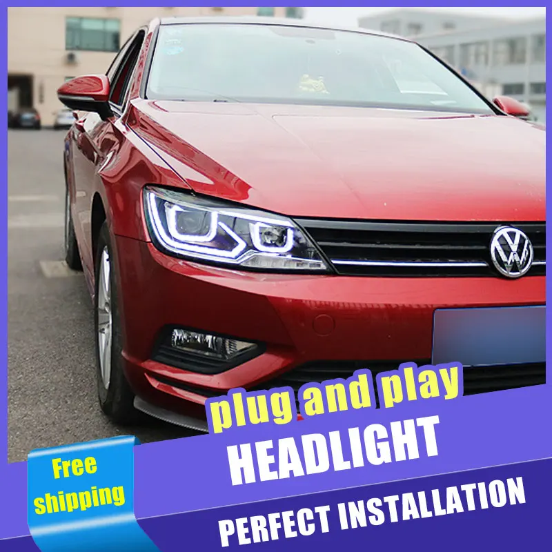 

2PCS Car Style LED headlights for Volkswagen Lamando 2015-2018 for head lamp LED DRL Lens Double Beam H7 HID Xenon bi xenon lens