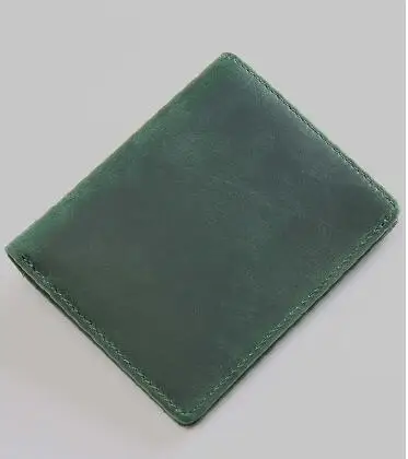 Green Мужской кошелек SIMLINE из натуральной коровьей кожи, Ретро стиль, ручная работа, Crazy Horse, Воловья кожа, короткие тонкие кошельки, кошелек, кредитный держатель для карт для мужчин - Цвет: Green