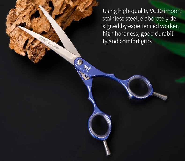 Fenice Professional Pets Grooming Scissors 6.0 inch Aluminum Handle Dog/Cat Hair Cutting Curved Shear