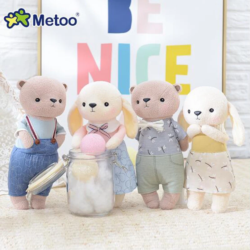 Кукла Metoo, плюшевые игрушки для девочек, милый кролик, медведь, мягкие Мультяшные мягкие животные для детей, подарок на Рождество, день рождения