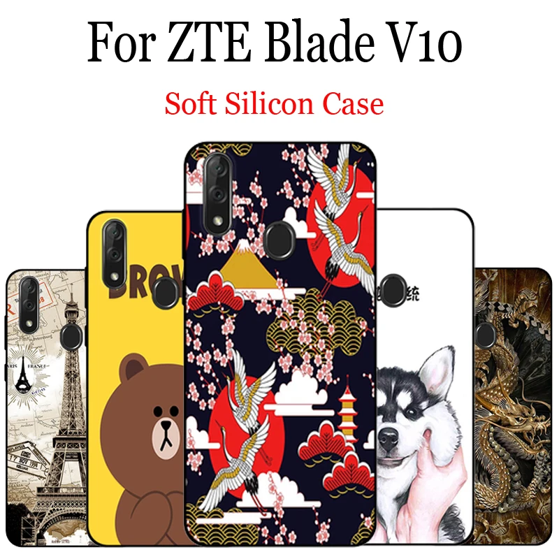 Мягкий чехол накладка с рисунком собаки для ZTE Blade V10 мягкий силиконовый из ТПУ