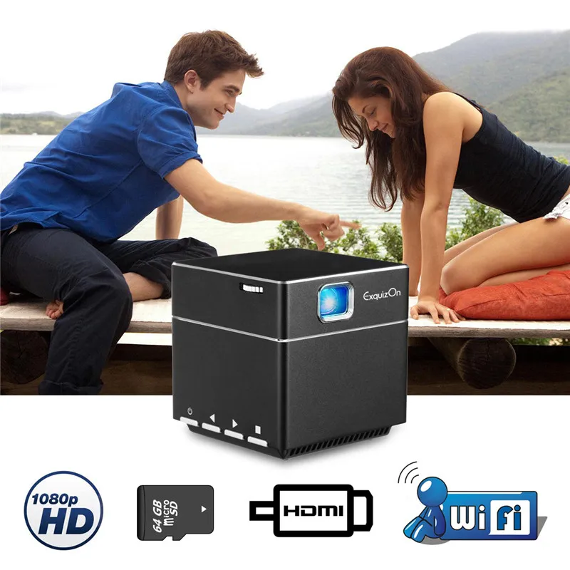 Карманный мини проектор Exquizon S6 1080P HD Pico беспроводной смарт видеопроектор с Wi Fi
