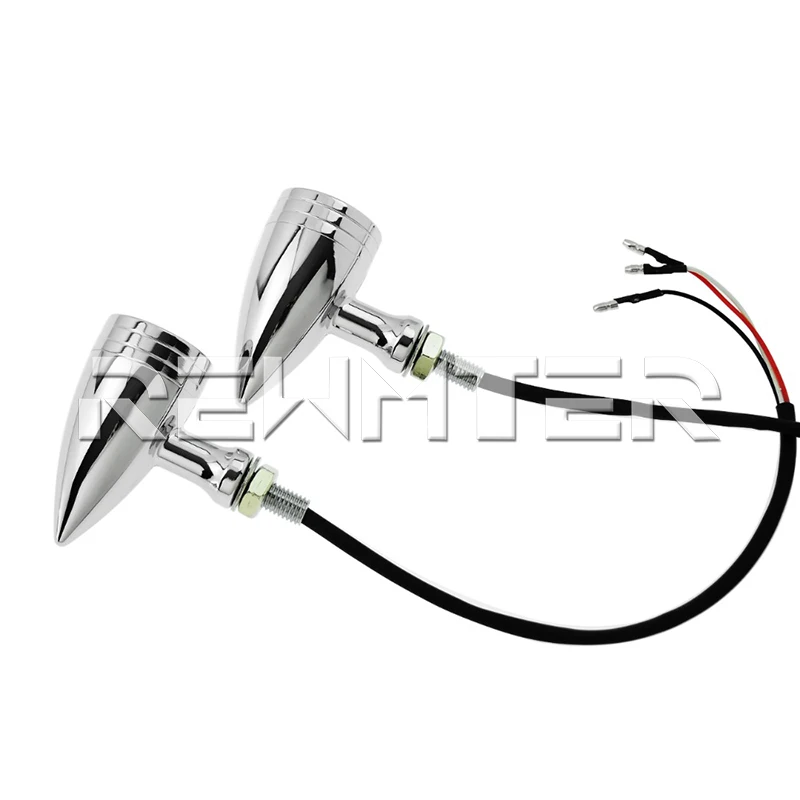 Motorcycle Accessories LED Turn Signal Chrome Bullet Blinker Orange Indicator Lights Gray Lens 10mm Vintage For Harley |