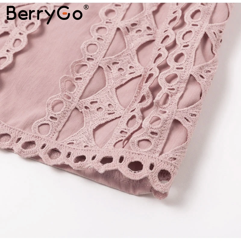 BerryGo трапециевидная кружевная вышивка женская юбка Повседневная Уличная Осенняя короткая женская юбка вечерние Клубные женские мини розовые юбки