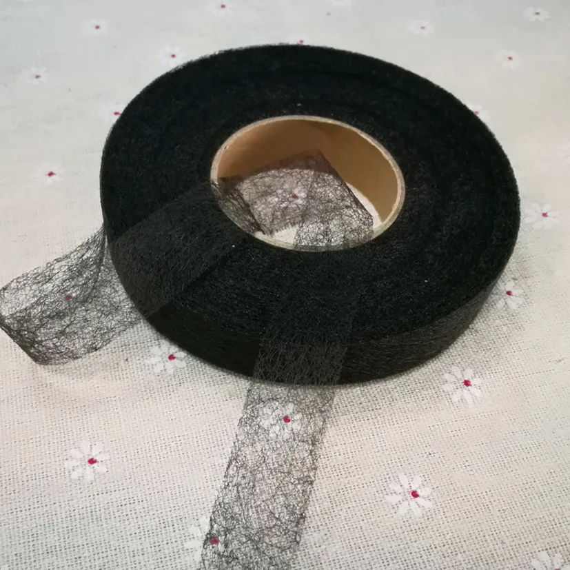 Двусторонняя клейкая ткань для DIY аксессуаров ткань, прокладочная ткань, 2 см ширина, черный и белый, 70 ярдов/рулон - Цвет: black