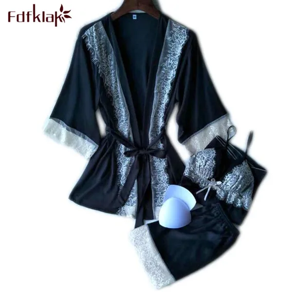 Fdfklak сексуальные ночные рубашки из искусственного шелка для женщин одежда сна