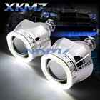XKM7 Ангельские глазки автомобильных линз в головной светильник 2,5 ''Биксеноновые H4 H7 проектор H1 HID светодиодный светильник квадратный COB ореолов автомобил