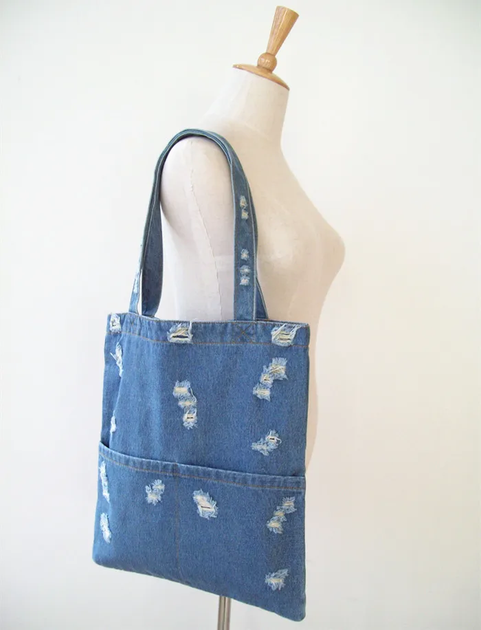 Модные Простые винтажные женские сумки из денима со сломанными джинсами сумочки