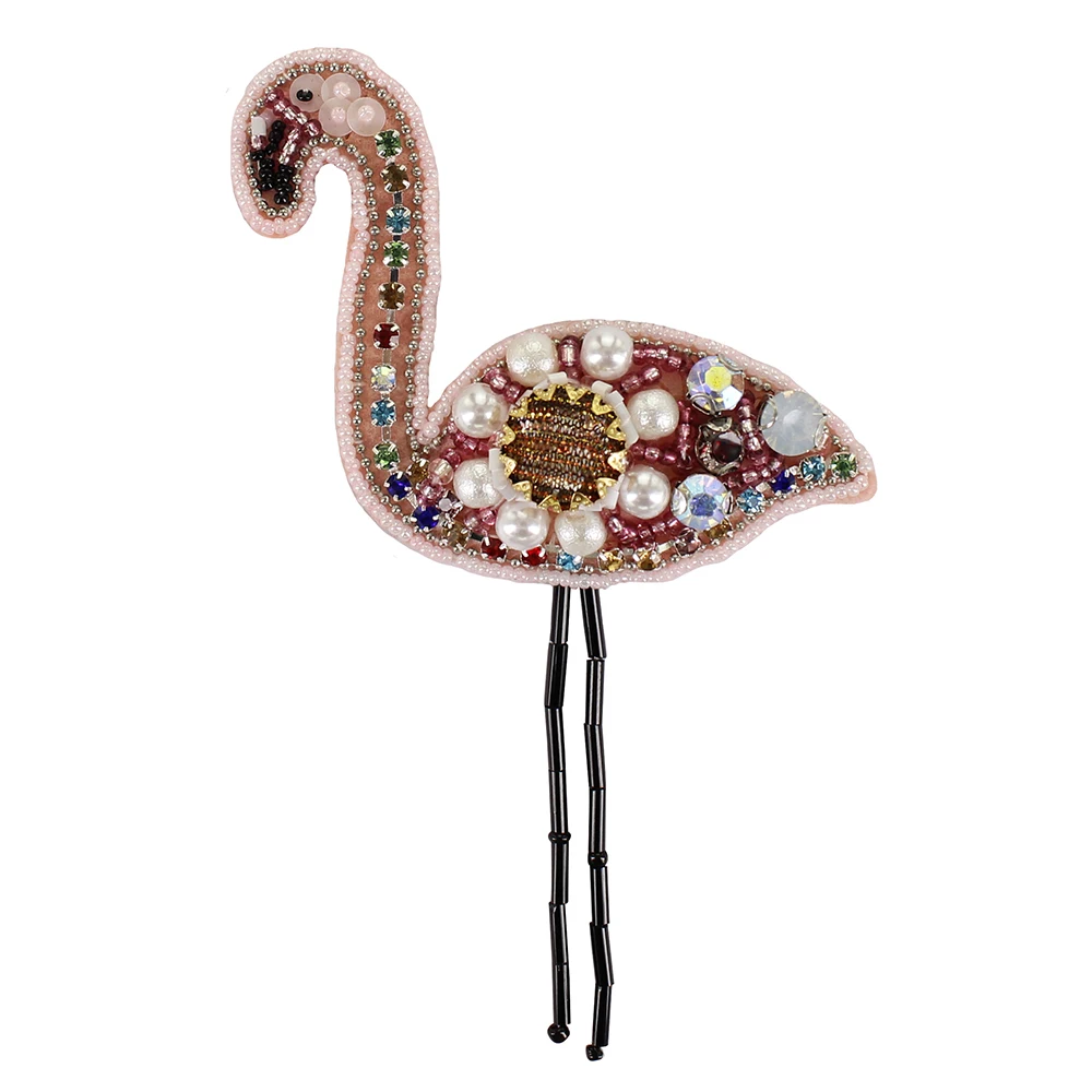 Вышитые бисером нашивки Птицы с кристаллами журавль Значки для вышивки стразы
