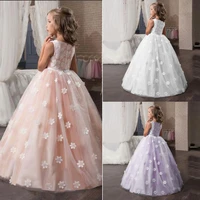 fancy flower long prom gowns teenagers kids dresses for girls children party dress princess bridesmaid wedding formal costume
