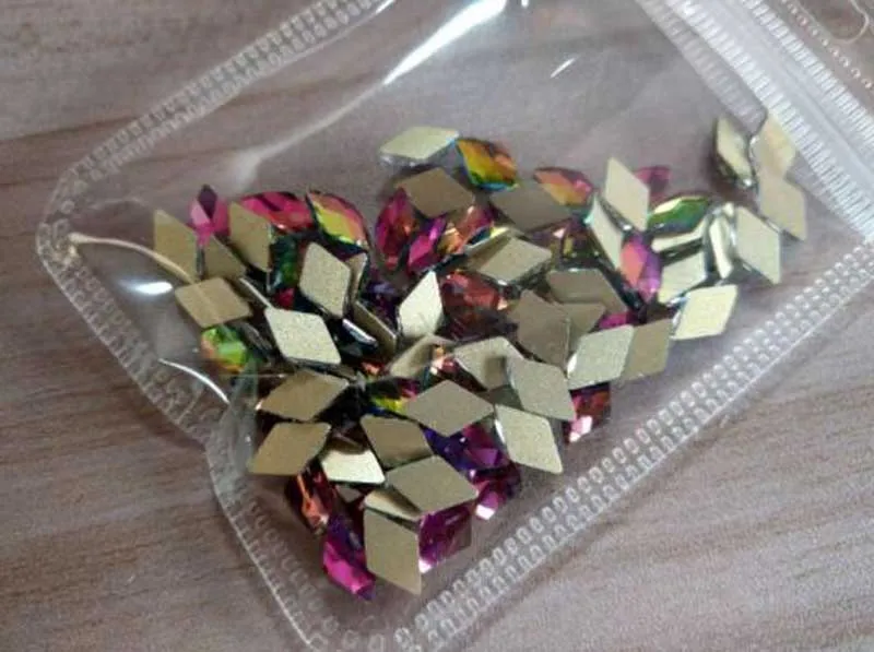 rhombus rainbow 20 шт 10 цветов Стразы для дизайна ногтей размер, 5-10 мм для 3D дизайна ногтей Стразы удлиненные каплевидные стеклянные Красочные камни - Цвет: rhombus rainbow