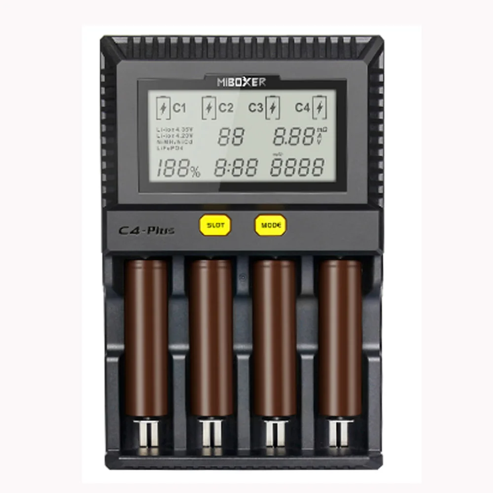 Newest C4 Plus Miboxer C4 Plus lcd Smart 18650 зарядное устройство 2.5A для литий-ионных IMR ICR LiFePO4 18650 14500 26650 21700 AAA AA батареи - Цвет: Newest C4 Plus