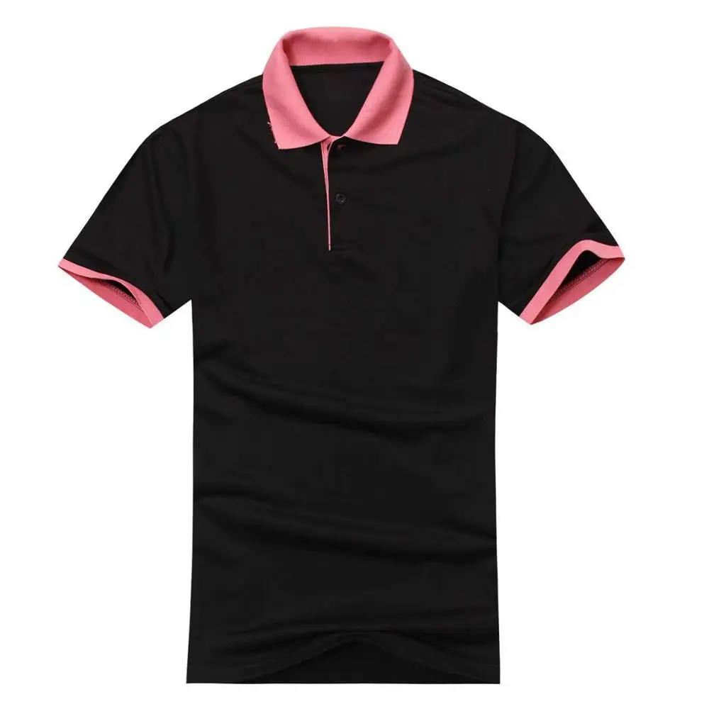 black and fushia Брендовая модная женская классическая рубашка поло, рубашки больших размеров, майки, пуловер для пары, повседневные Лоскутные Поло - Цвет: black and fushia