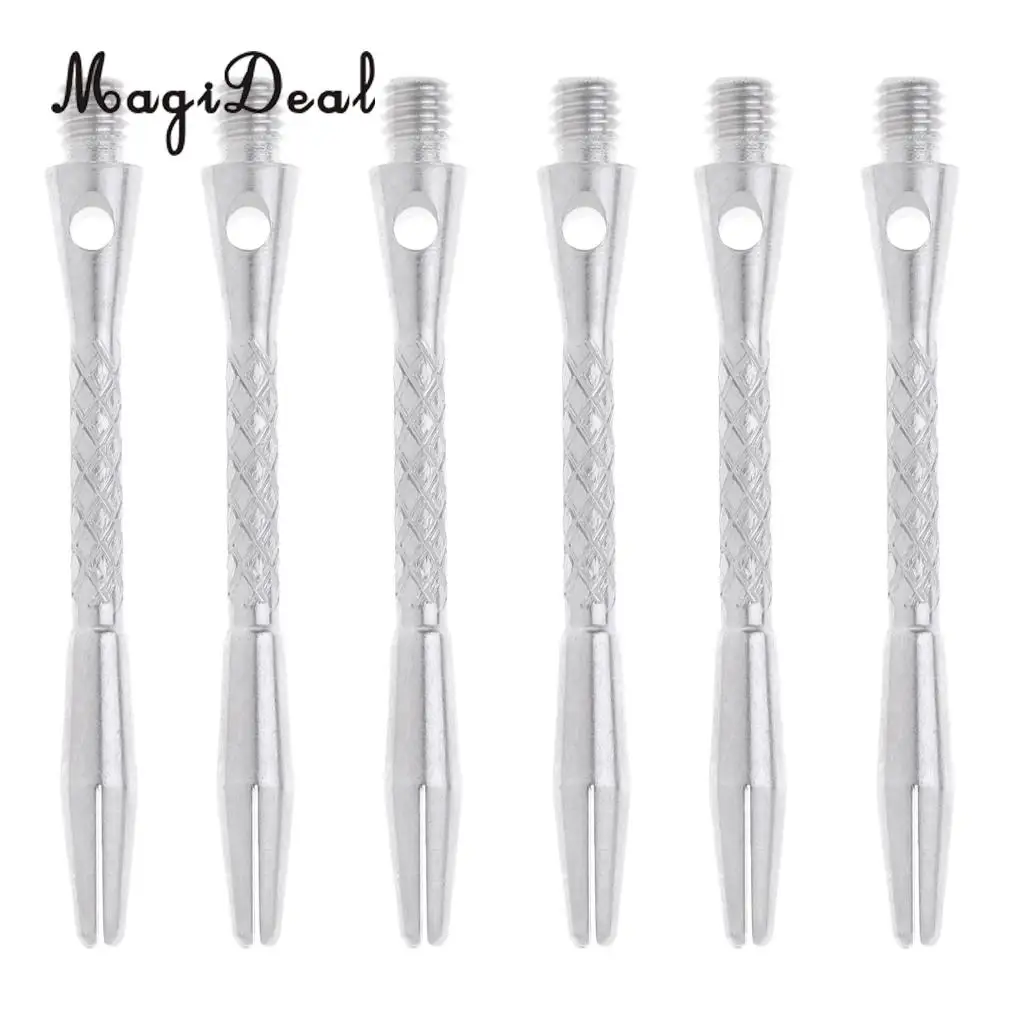 

MagiDeal 6 Pcs Alloy 50mm Thread Re-Grooved Dart Stems Shafts Silver