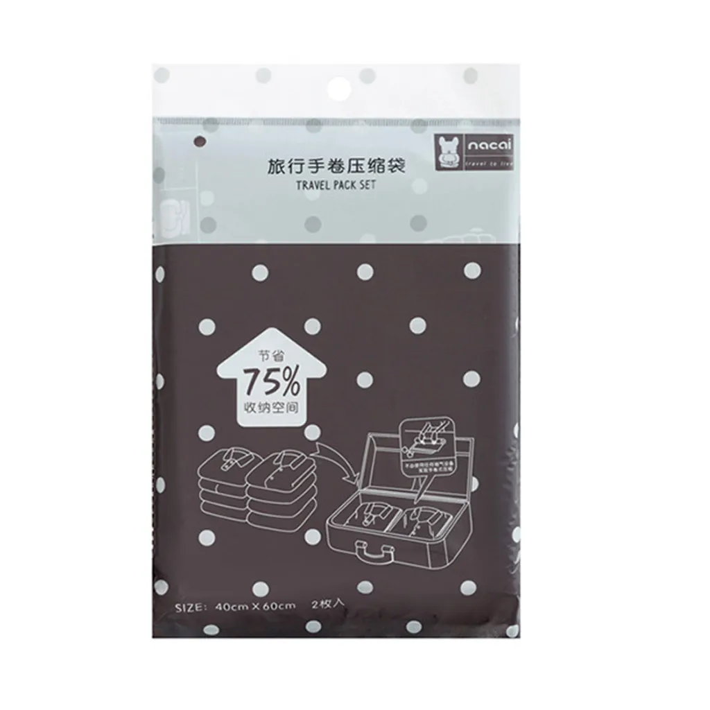 B New 1PC Reusable Clothes Compression Bags Hand Rolling Foldable Compressed Seal Bags Plastic Travel Space Saver Storage Bag - Цвет: B