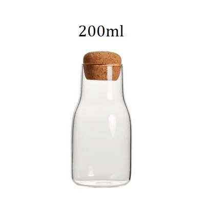 200ml Прозрачная креативная стеклянная бутылка для кофе, чая, напитков, бутылка для завтрака, молока, стеклянные кружки с пробковыми бутылками для хранения - Цвет: 200ml