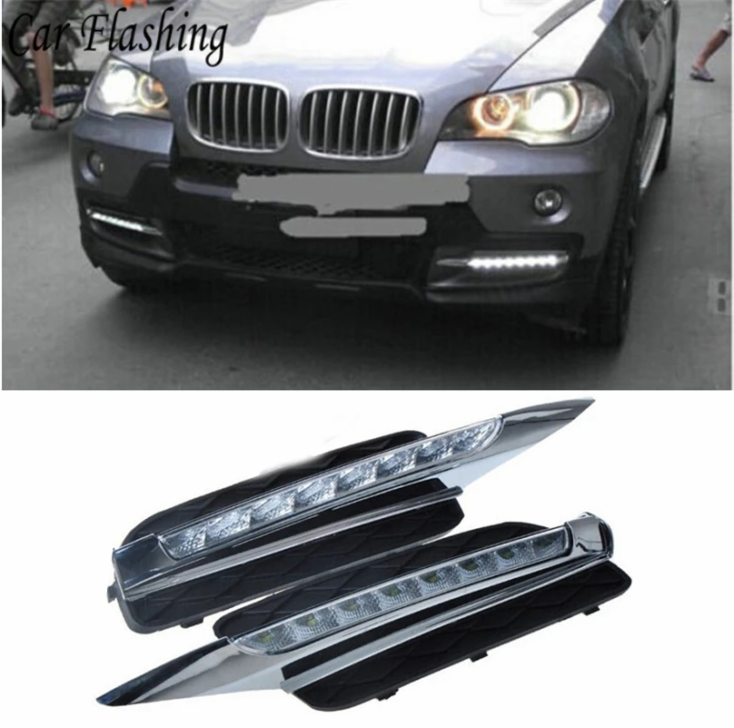 2 шт. LED DRL для BMW X5 E70 2007 2008 2009 2010 Габаритные огни дневного света автомобиля
