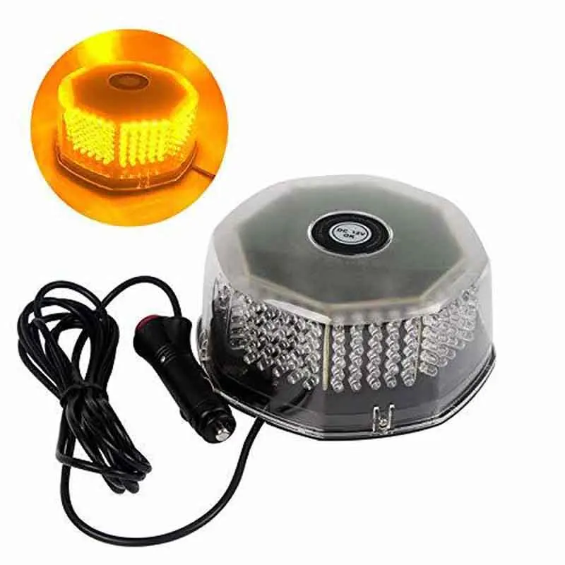 

2021 240 LED Flash Strobe Rotating Round Beacon Roof top Emergency Light Amber 12-24V For Motorcycle Accessories