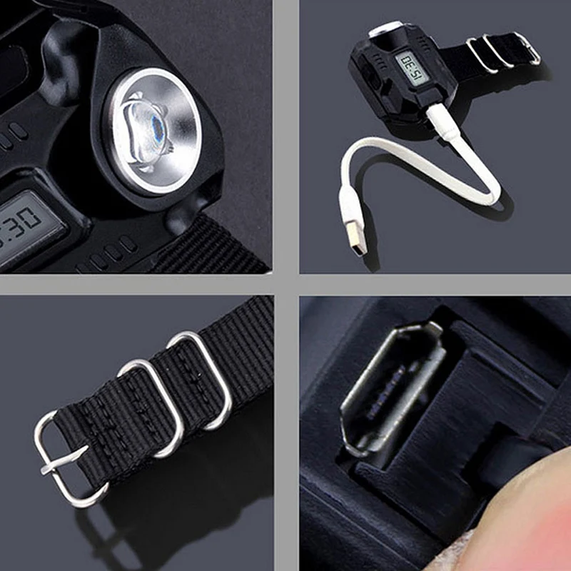 USB Waterproof LED Tactical Display Rechargeable Wrist Watch Flashlight Multi Tools Outdoor Lighting for Hiking Camping Hunting | Спорт и