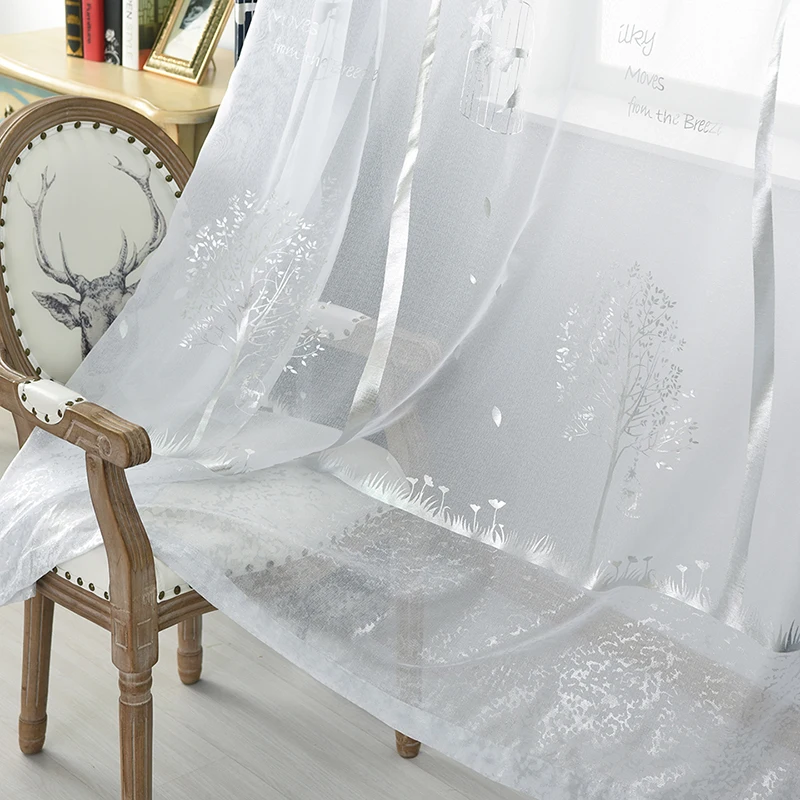 Льняные затемняющие шторы для гостиной современные печатные оконные из органзы