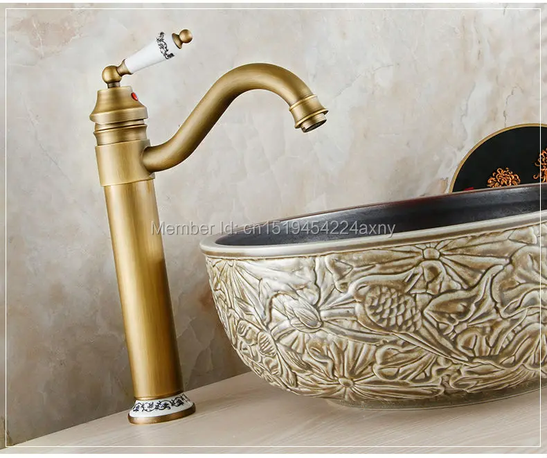 Бесплатная доставка Высота 13 дюймов античная латунь и фарфор кухонная раковина