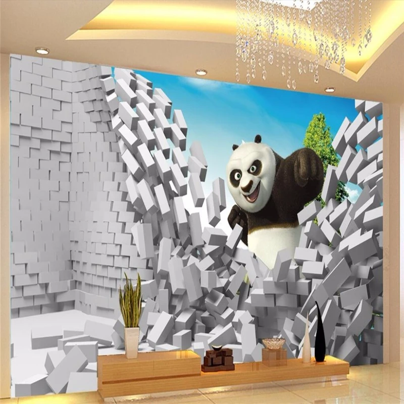 

beibehang home decor photo backdrop Cartoon Panda Children's Art papel de parede 3d wallpaper for living room hotel wall mural