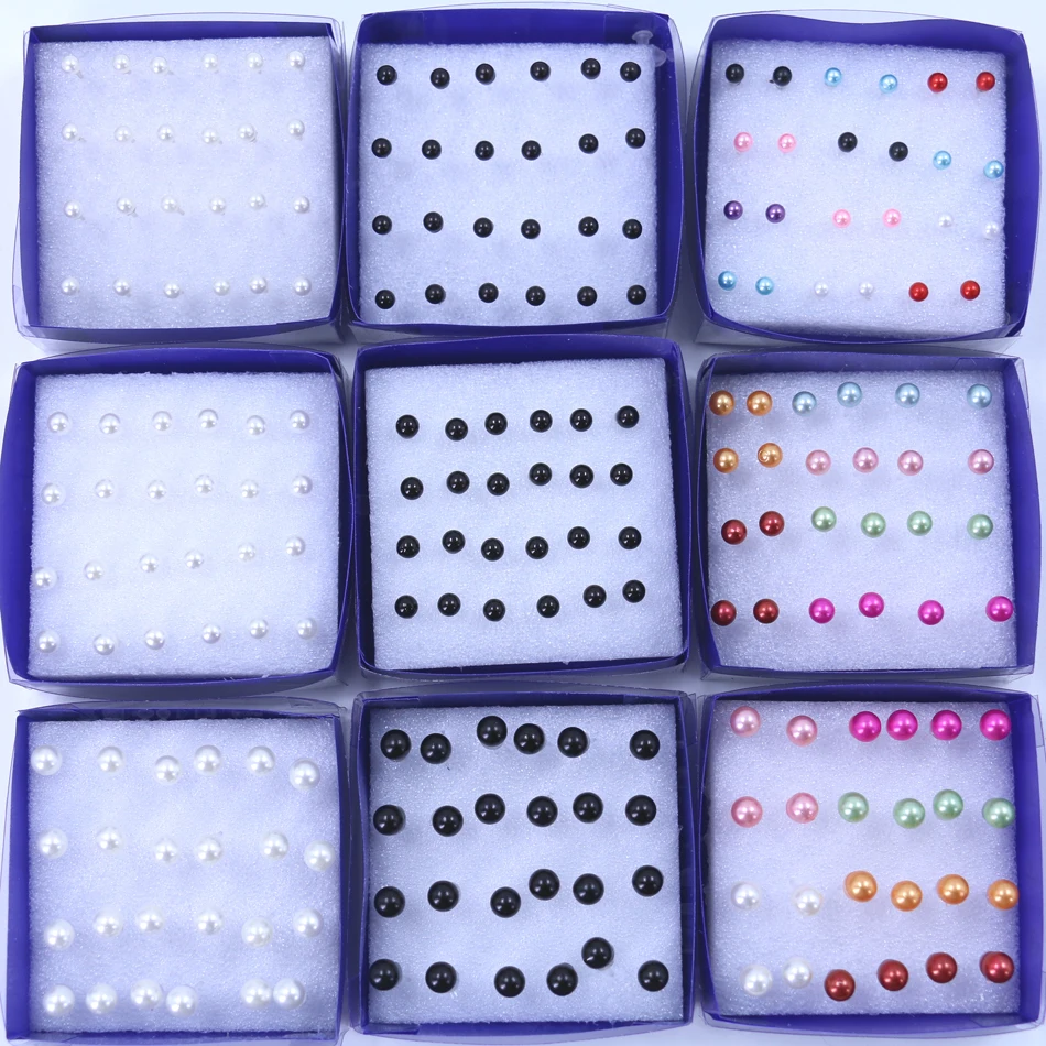 Бесплатная доставка дешевые пластиковые серьги гвоздики с имитацией жемчуга 4 мм