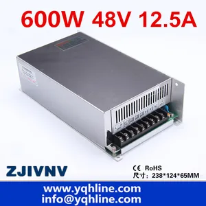 (S-600-48) CE approved high quality SMPS Led switching power supply 48V 12.5A 600W input 110/220Vac to dc 48v free shipping