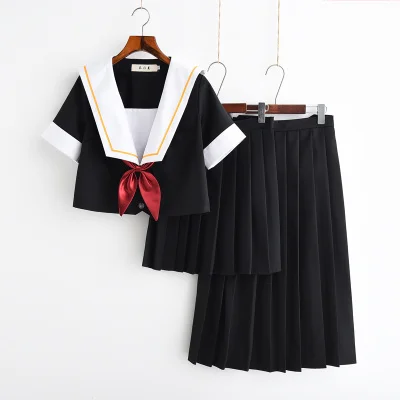 Tops and long skirts Костюм моряка студентов Школьная форма для подростков консервативный стиль Униформа COS jk Мода японский seifuku юбка-пачка, рубашка - Цвет: Tops and long skirts