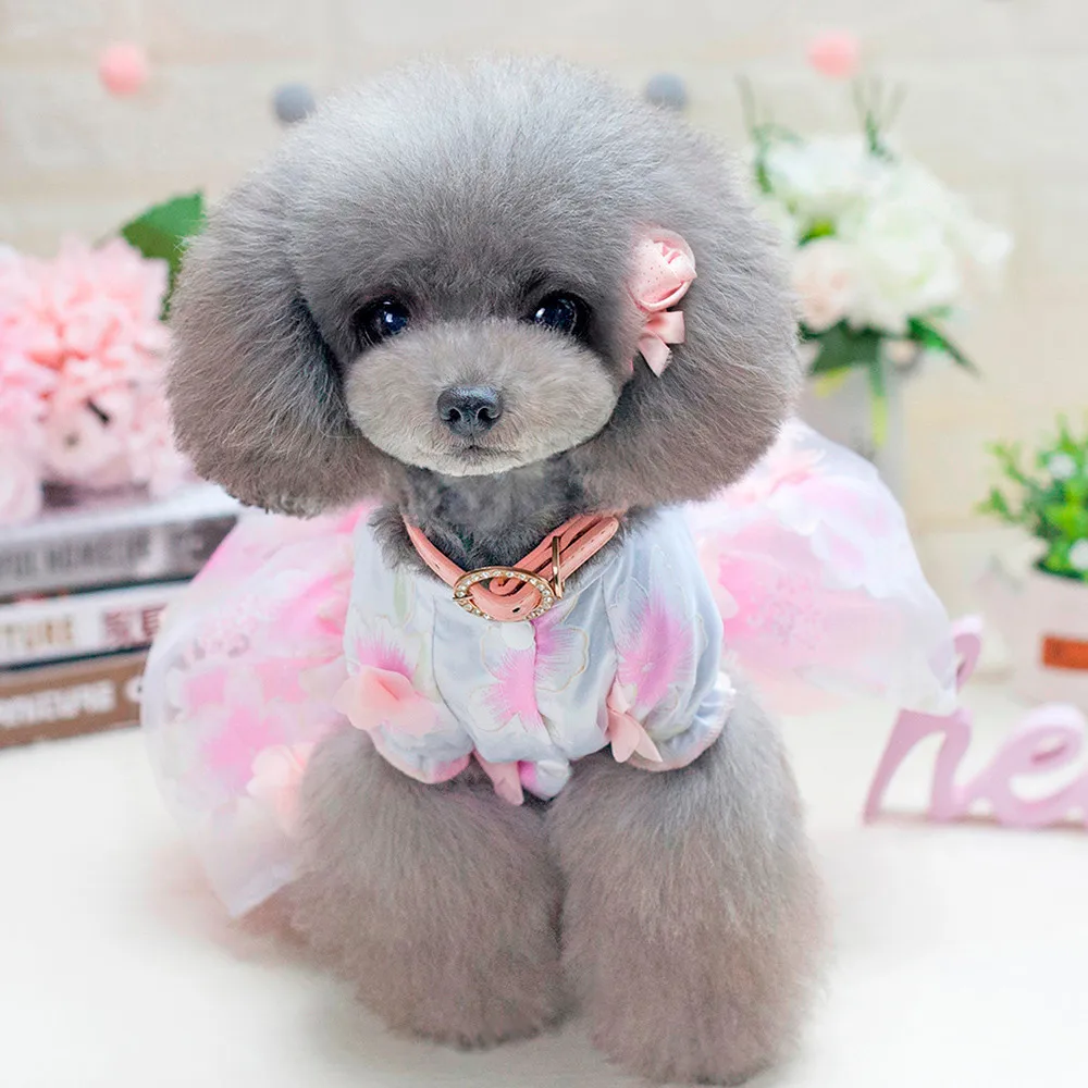 Прямая поставка платье для маленьких собак с бантом Милая летняя юбка и