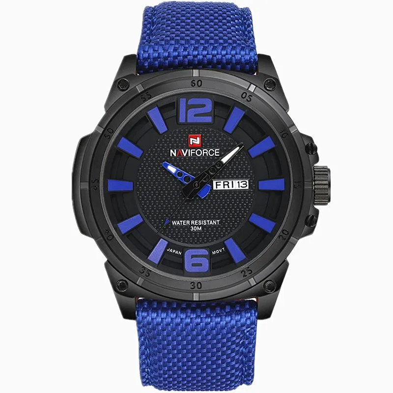 blue B NAVIFORCE мужские роскошные часы военные часы Мужские кварцевые наручные часы спортивные часы Брендовые мужские повседневные нейлоновые часы 9066 - Цвет: blue B