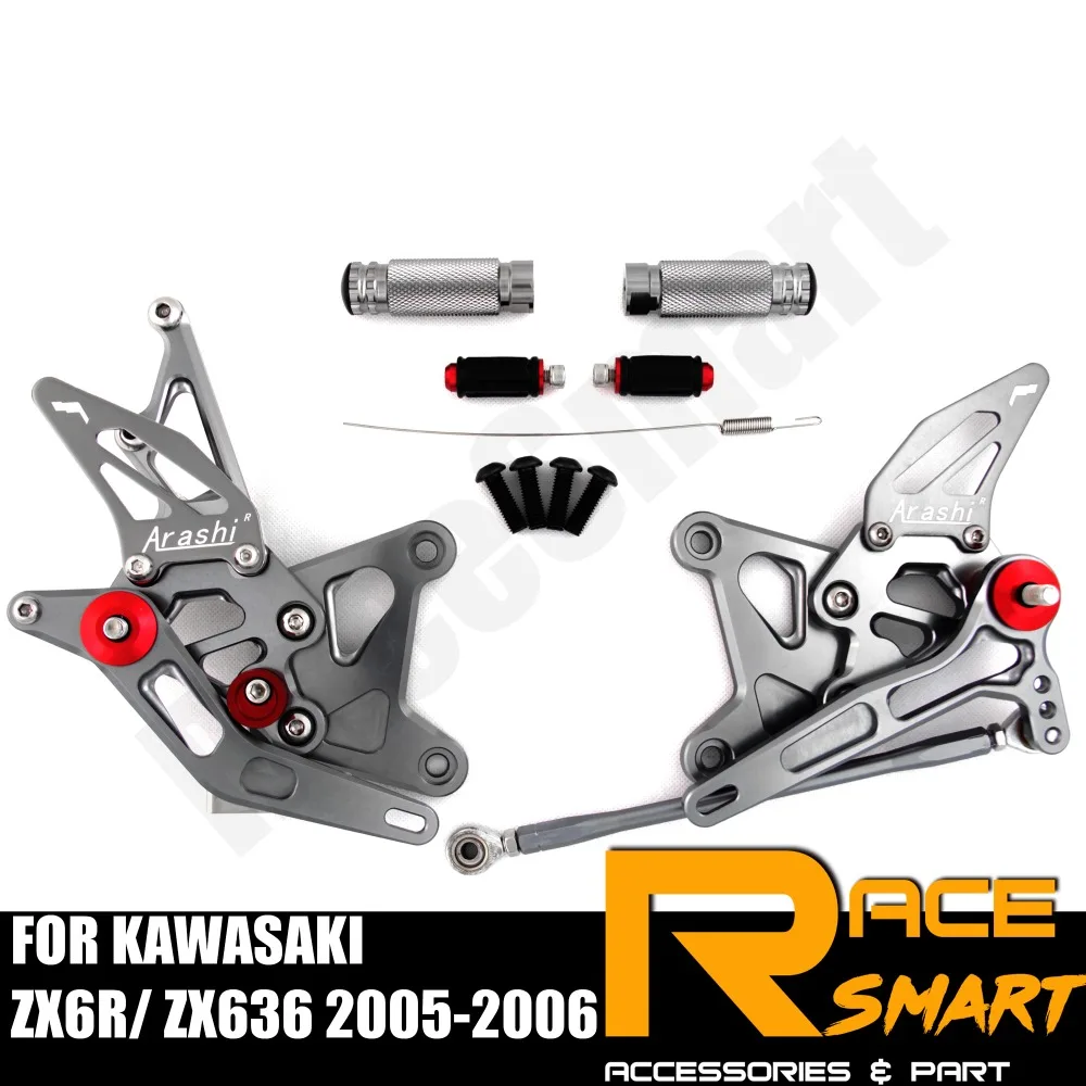 CNC Регулируемые задние ножки педали для KAWASAKI ZX6R ZX636 2005 2006 ZX 6R 636 аксессуары