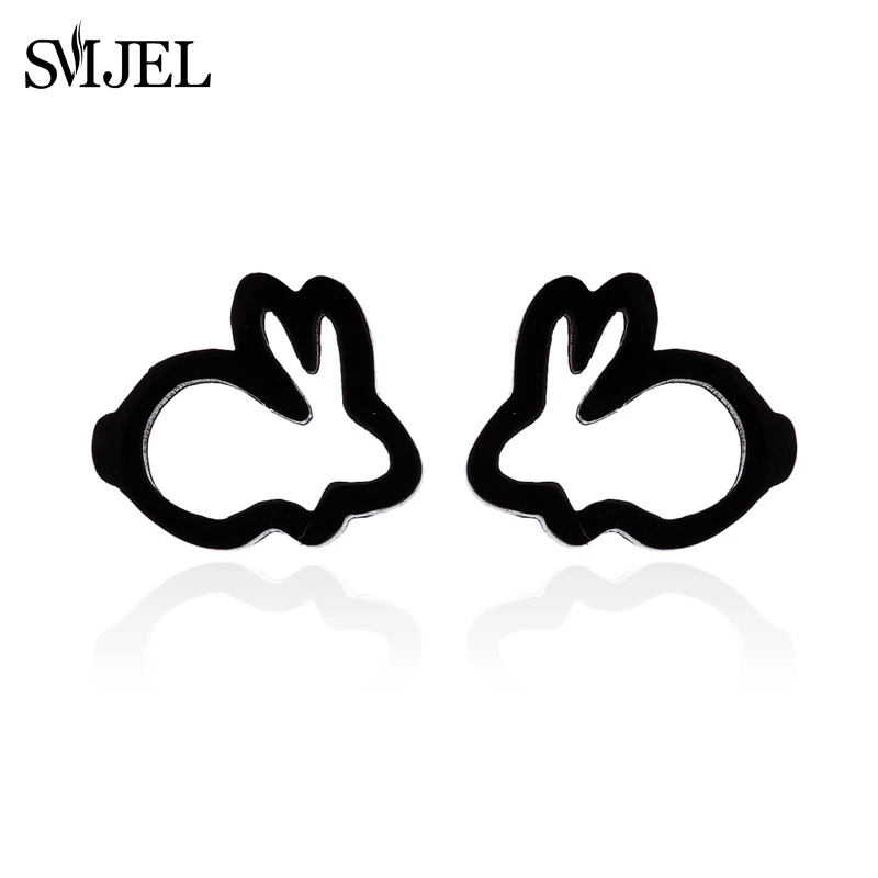 Женские серьги SMJEL из нержавеющей стали черные кролики для пирсинга украшения
