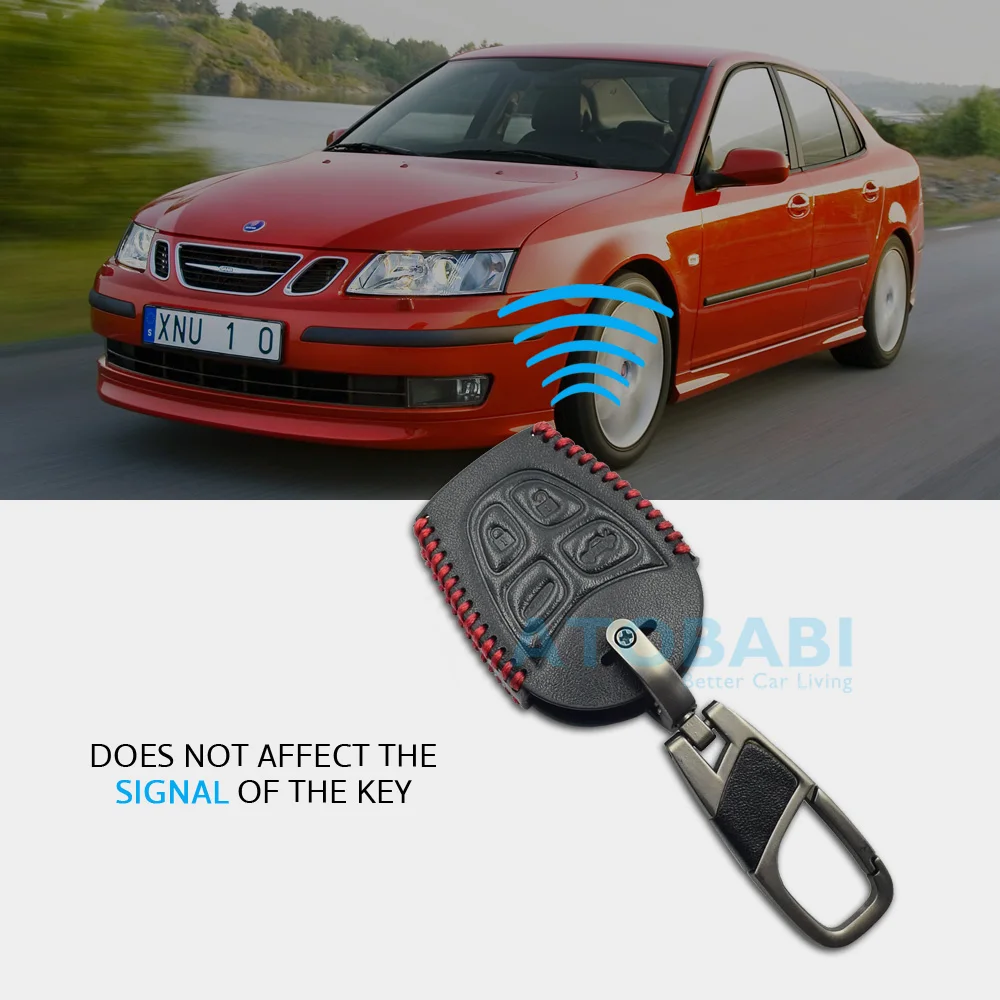 Кожаный чехол для ключей для автомобиля SAAB 9-3 9-5 93 95 2003-2011 4 кнопки умный пульт дистанционного управления чехол для ключа чехол сумка для ключей автомобильные аксессуары