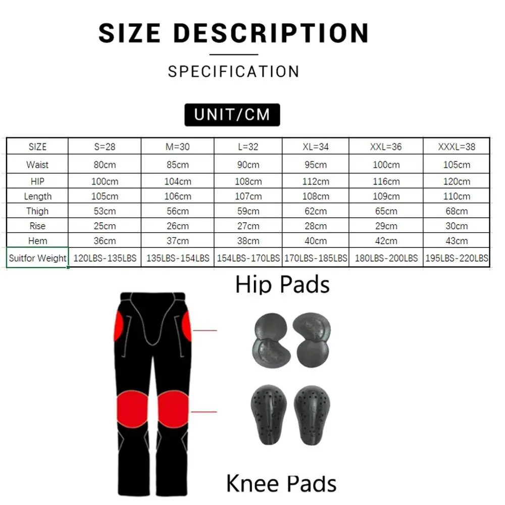 Мотоциклетные штаны для верховой езды с 4 улучшенными наколенниками CE бедрами