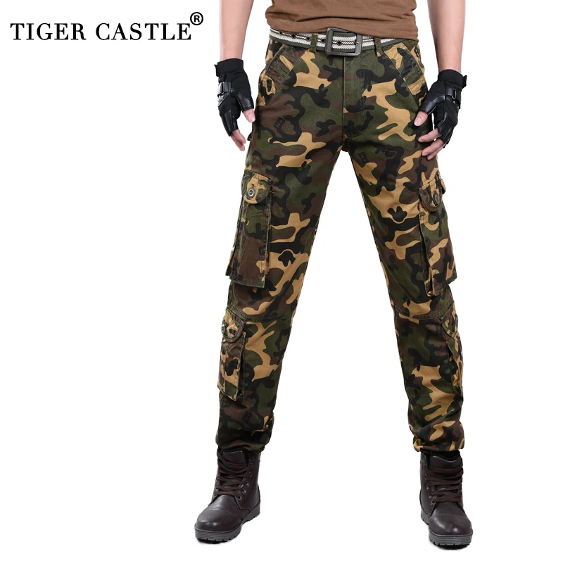 Casual Mens Cotton Cargo Pants Multi-Pockets Tactical Camouflage Male Army Trousers Fashion High Quality Brand  Мужская