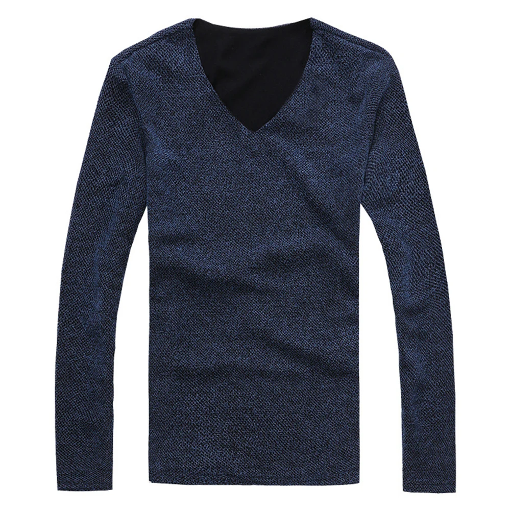 Модные Для мужчин Повседневное Slim Fit сплошной Цвет v образным вырезом футболка с