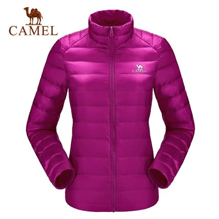 CAMEL, новинка, мужская зимняя куртка на белом утином пуху, Сверхлегкий пуховик, повседневная верхняя одежда, зимнее теплое меховое пальто - Цвет: Purple Female
