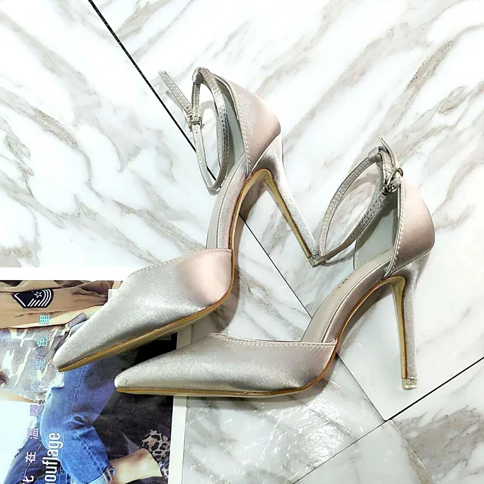 Женские атласные босоножки Koovan туфли-лодочки на высоком каблуке 2018 см лето 9 5 |