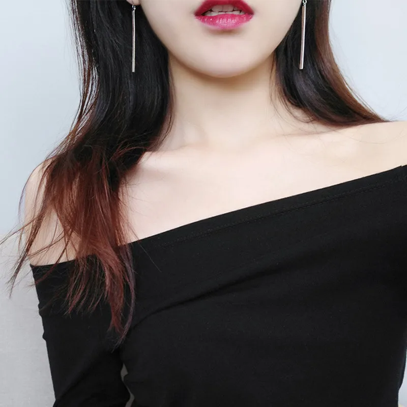 Модные простые серьги-гвоздики золотого цвета в стиле панк длинные для женщин