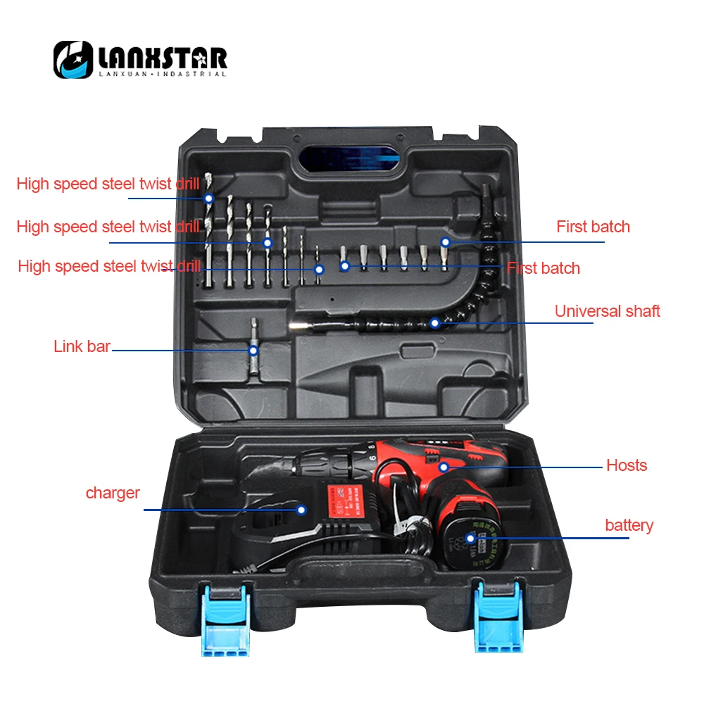 LANXSTAR 12v 16 8 v Беспроводная Ионная Аккумуляторная электрическая дрель батарея
