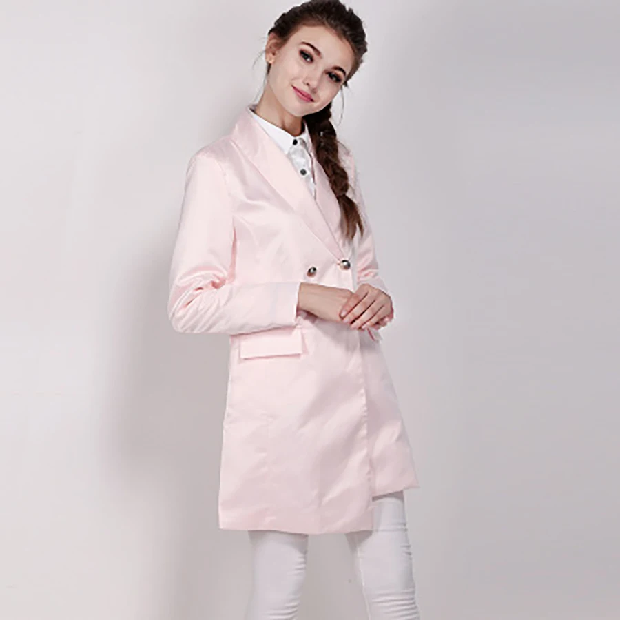 2019 Блейзер платье длинный Элегантный белый офис леди корейский двубортный