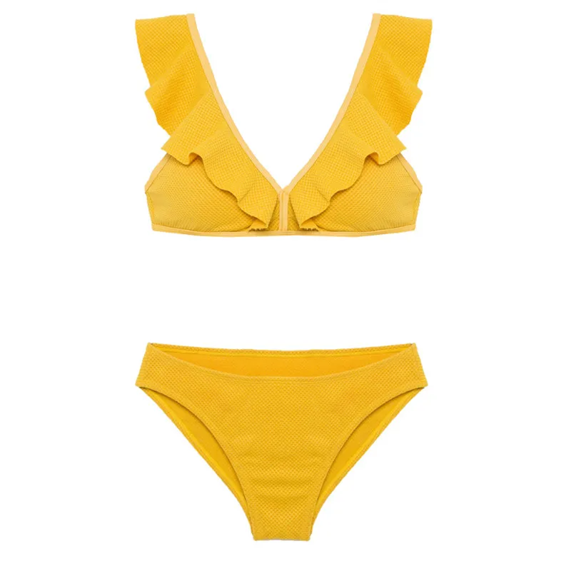 2019 Южная Корея Желтый Новый Глубокий V кружево сексуальное бикини небольшой