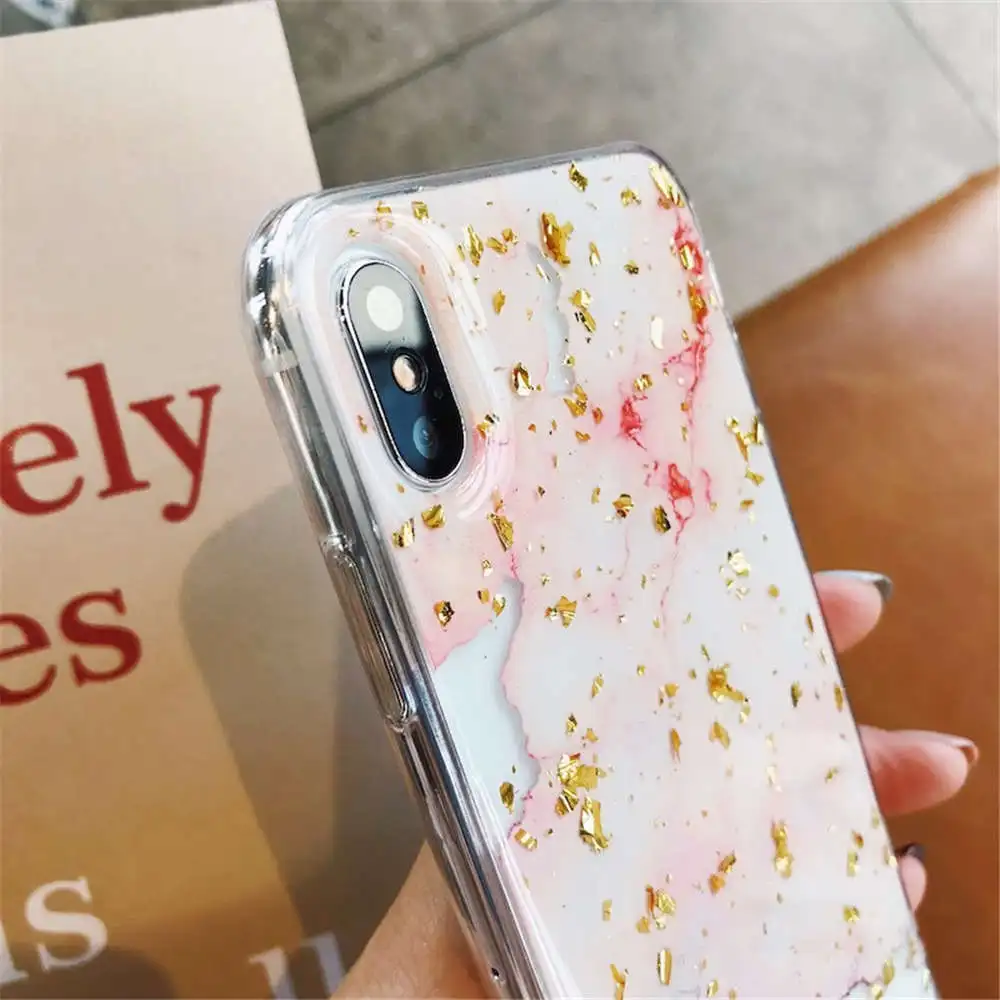 Suitable For Iphone 66s 6p 78 8p x Xs Xr Xsmax Gold Foil Marble Quiet Mobile Phone Case |