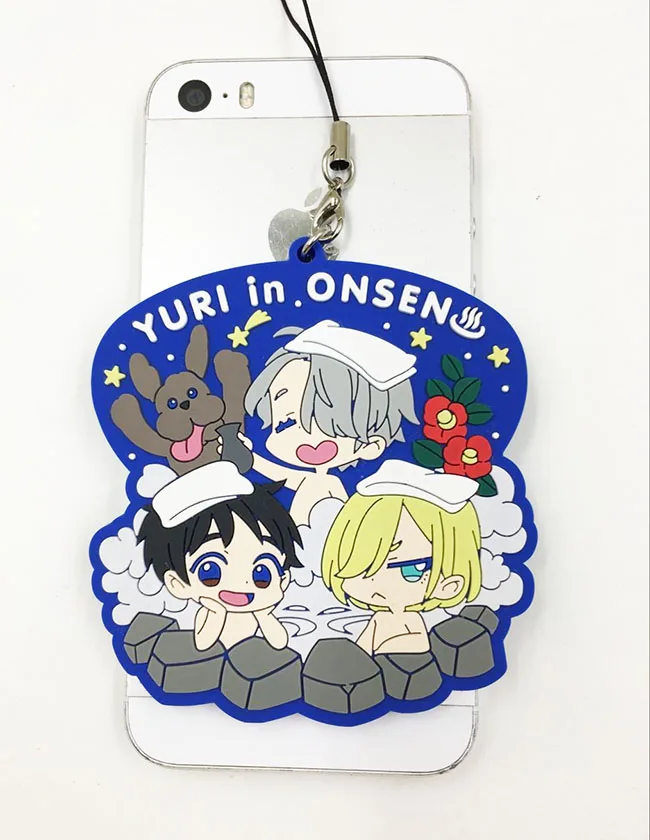 1 шт., аниме-брелок "YURI ON ICE", "Victor Nikiforov", "Katsuki", "JJ Otabek", "Yuuri", "Plisetsky", резиновый ремешок/подвески для мобильного телефона